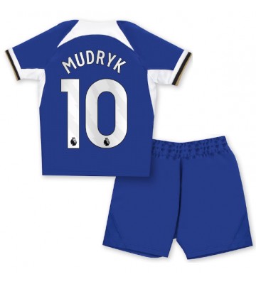 Chelsea Mykhailo Mudryk #10 Hemmaställ Barn 2023-24 Kortärmad (+ Korta byxor)